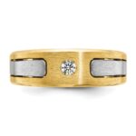 10k Two-tone IBGoodman Men's Polished and Satin Diamond Complete Ring - Image 4