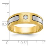 10k Two-tone IBGoodman Men's Polished and Satin Diamond Complete Ring - Image 2