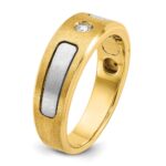 14k Two-tone IBGoodman Men's Polished and Satin 1/10 carat Diamond Complete Ring - Image 8