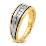 IBGoodman 14k Two-tone with Black Rhodium Men's Polished Satin and Grooved 5-Stone 1/4 Carat AA Quality Diamond Ring - Image 8