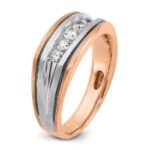 IBGoodman 14k White and Rose Gold Men's Polished Satin and Grooved 5-Stone Ring Mounting - Image 8
