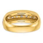 IBGoodman 14k Two-tone Men's Polished Satin and Grooved 7-Stone 3/4 Carat AA Quality Diamond Ring - Image 7