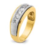 IBGoodman 14k Two-tone Men's Polished Satin and Grooved 7-Stone 3/4 Carat AA Quality Diamond Ring - Image 8