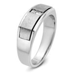 IBGoodman 14k White Gold Men's Polished Antiqued and Satin 1/10 Carat AA Quality Diamond Ring - Image 8