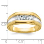 IBGoodman 14k with White Rhodium Men's Polished Satin and Grooved 3-Stone 1/2 Carat AA Quality Diamond Ring - Image 3