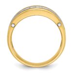 14k Two-tone IBGoodman Men's Polished Satin & Grooved Ring Mounting - Image 2