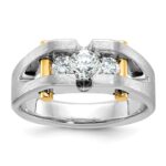 IBGoodman 10k Two-tone Men's Polished Satin and Cut-Out 3-Stone 3/4 Carat A Quality Diamond Ring