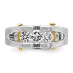 IBGoodman 10k Two-tone Men's Polished Satin and Cut-Out 3-Stone 3/4 Carat A Quality Diamond Ring - Image 6