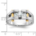IBGoodman 10k Two-tone Men's Polished Satin and Cut-Out 3-Stone 3/4 Carat A Quality Diamond Ring - Image 3