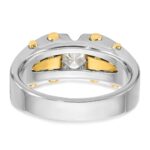 10k Two-tone IBGoodman Men's Polished and Satin Diamond Complete Ring - Image 7