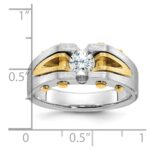 14k Two-tone IBGoodman Men's Polished and Satin 1/2 carat Diamond Complete Ring - Image 3