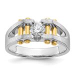 IBGoodman 14k Two-Tone 3/8 carat Lab Grown Diamond VS/SI+ G+ Polished and Satin Cut-Out Solitaire Complete Men's Ring