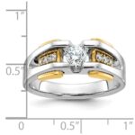 14k Two-tone IBGoodman Men's 1/2 carat Diamond Complete Ring - Image 3