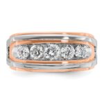 IBGoodman 14k White and Rose Gold Men's Polished and Cut-Out 5-Stone 1 Carat AA Quality Diamond Ring - Image 6