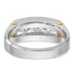 IBGoodman 14k Two-tone Men's Polished and Satin Cut-Out 5-Stone 1 Carat AA Quality Diamond Ring - Image 6