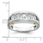 IBGoodman 14k Two-tone Men's Polished and Satin Cut-Out 5-Stone 1 Carat AA Quality Diamond Ring - Image 2