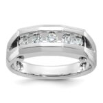 IBGoodman 14k White Gold 3/4 carat Lab Grown Diamond VS/SI+ G+ Five Stone Complete Polished and Satin Men's Ring