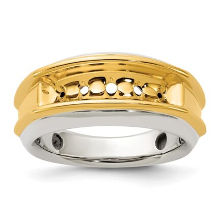 14k Two-tone IBGoodman Men's Polished 5-Stone Ring Mounting