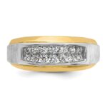 14k Two-tone IBGoodman Men's Polished and Satin 2-Row Ring Mounting - Image 6