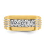 IBGoodman 14k with White Rhodium Men's Polished and Grooved 3-Stone 1/2 Carat AA Quality Diamond Ring - Image 6