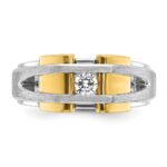 14k Two-tone IBGoodman Men's Polished and Satin 1/5 carat Diamond Complete Ring - Image 6