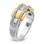 14k Two-tone IBGoodman Men's Polished and Satin 1/5 carat Diamond Complete Ring - Image 8