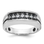 IBGoodman 10k White Gold Men's Polished Satin and Grooved Ring Mounting