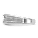 14k White Gold IBGoodman Men's Polished Satin and Grooved 1/4 Carat AA Quality Diamond Ring - Image 5