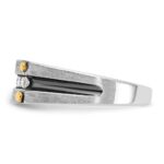 IBGoodman 14k Two-tone with Black Rhodium Men's Polished Satin and Grooved 5-Stone 1/4 Carat AA Quality Diamond Ring - Image 5