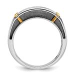 IBGoodman 14k Two-tone Men's Polished Satin and Grooved 5-Stone Ring Mounting - Image 2