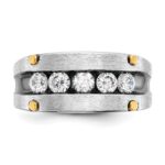 IBGoodman 14k Two-tone with Black Rhodium 1 carat Lab Grown Diamond VS/SI+ G+ Five Stone Complete Polished Satin and Grooved Men's Ring - Image 4