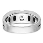 IBGoodman 14k White Gold Satin and Grooved Three Stone Men's Ring Mounting - Image 7