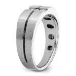 IBGoodman 14k White Gold Satin and Grooved Three Stone Men's Ring Mounting - Image 8