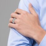 IBGoodman 14k White Gold with Black Rhodium Men's Polished Satin and Grooved Square 5-Stone 1/2 Carat AA Quality Diamond Ring - Image 4