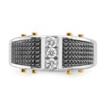 IBGoodman 14k Two-tone with Black Rhodium 1/4 carat Lab Grown Diamond VS/SI+ G+ Complete Polished and Textured Men's Ring - Image 4