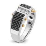 IBGoodman 14k Two-tone with Black Rhodium 1/4 carat Lab Grown Diamond VS/SI+ G+ Complete Polished and Textured Men's Ring - Image 6