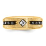 IBGoodman 10k Men's Polished Satin and Grooved Square Stone Center Ring Mounting - Image 6