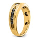 IBGoodman 10k Men's Polished Satin and Grooved Square Stone Center Ring Mounting - Image 8