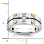 14k Two-tone w/Black Rhodium IBGoodman Men's Satin 1/3 carat Diamond Complete Ring - Image 2