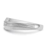 IBGoodman 10k White Gold Men's Polished Satin and Grooved 5-Stone 1/20 Carat A Quality Diamond Ring - Image 5