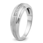 IBGoodman 14k White Gold Men's Polished Satin and Grooved 5-Stone 1/20 Carat AA Quality Diamond Ring - Image 8