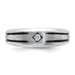 14k White Gold with Black Rhodium IBGoodman Men's Satin 1/20 carat Diamond Complete Ring - Image 6