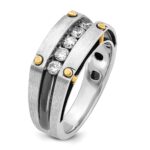 IBGoodman 14k Two-tone Men's Polished Satin and Grooved 5-Stone Ring Mounting - Image 8