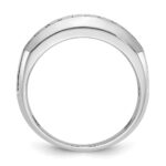 IBGoodman 14k White Gold Men's Polished Satin and Grooved 2-Row 1 Carat AA Quality Diamond Ring - Image 2