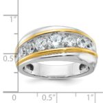 IBGoodman 14k Two-tone Men's Polished and Grooved 7-Stone 1 1/2 Carat AA Quality Diamond Ring - Image 3
