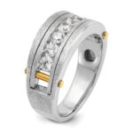 IBGoodman 14k Two-tone Men's Polished Satin and Grooved 7-Stone 1 Carat AA Quality Diamond Ring - Image 8