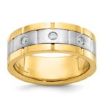 IBGoodman 14k Two-tone 1/6 carat Lab Grown Diamond VS/SI+ G+ Three Stone Complete Men's Ring