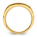 IBGoodman 14k Two-tone Men's Polished Satin and Grooved 1/10 Carat AA Quality Diamond Ring - Image 2