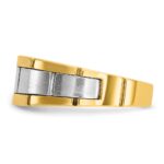 IBGoodman 14k Two-tone Men's Polished Satin and Grooved 1/10 Carat AA Quality Diamond Ring - Image 5