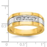 IBGoodman 14k Two-tone Men's Polished and Grooved 5-Stone 1/4 Carat AA Quality Diamond Ring - Image 3